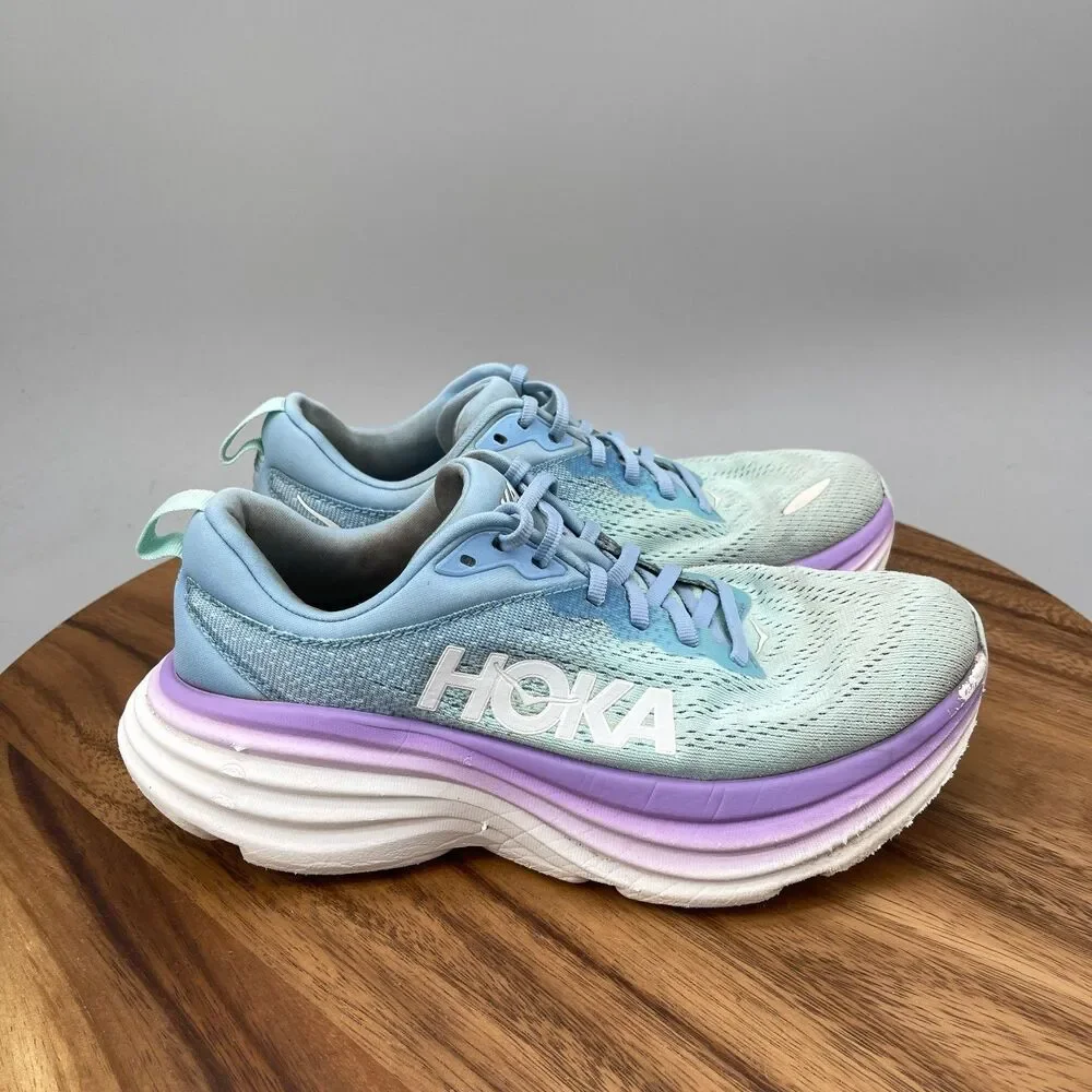 Hoka One One Bondi 8 Shoes Womens Size 7 B Blue Running Comfort Walking Gym